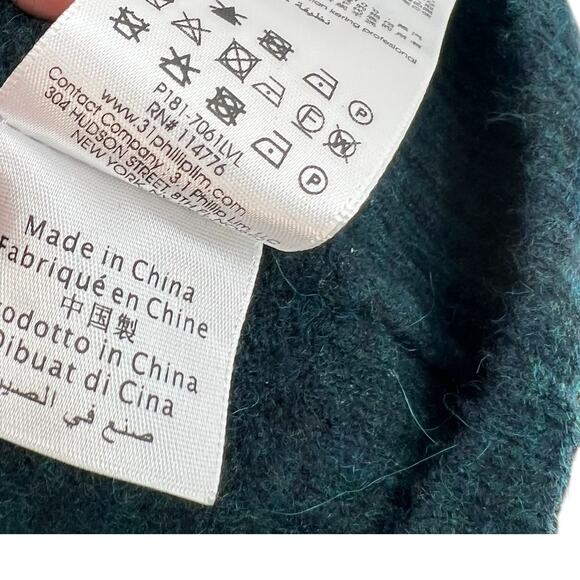 3.1 Phillip Lim Lofty V-Neck Sweater Cropped Alpaca Wool Green Size Small - Picture 10 of 10